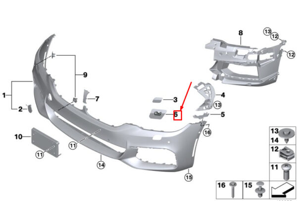 BMW 5 Touring G31 Front Right Headlight Washer Holder 51118061778 ORIGINAL