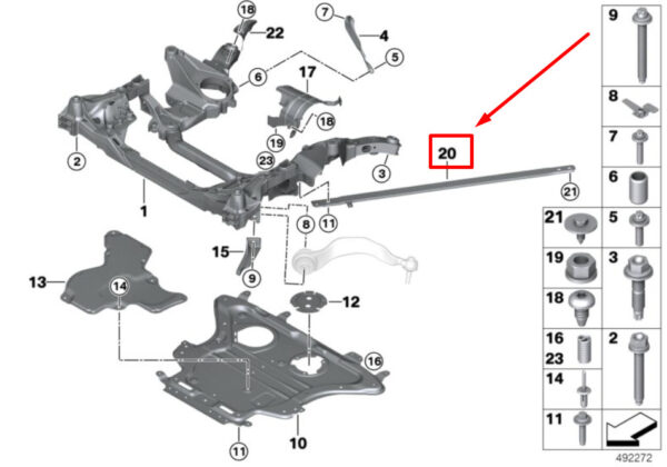 BMW M8 Gran Coupe G16 Front Right Torsion Strut 7416930 51617416930 ORIGINAL