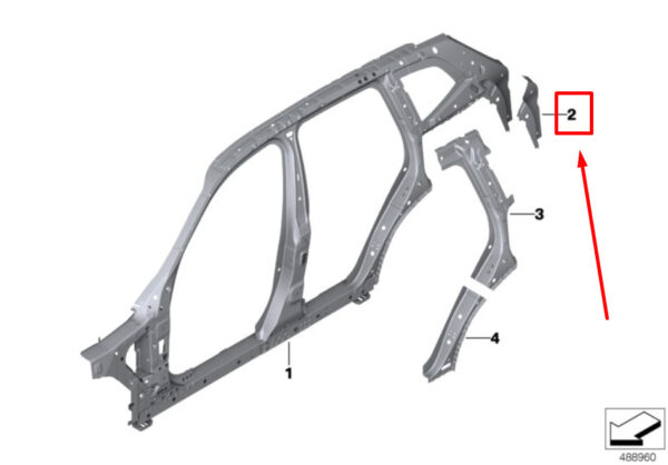 BMW X4 G02, F98 Right D-Pillar Reinforcement 41007493970 7493970 ORIGINAL