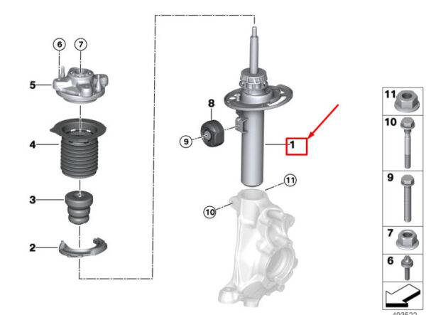 BMW 3 G20 Front Right Shock Absorber 31316879312 ORIGINAL