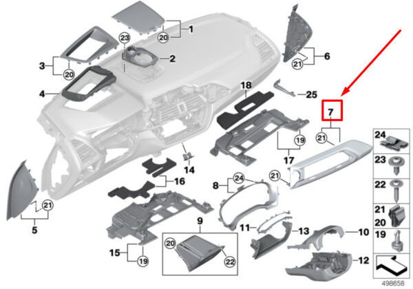 BMW X3 G01 Instrumental Panel Trim 51456820690 6820690 ORIGINAL