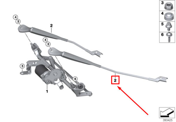 BMW 2 Active Tourer F45 Front Right Wiper Arm 61619464504 9464504 ORIGINAL