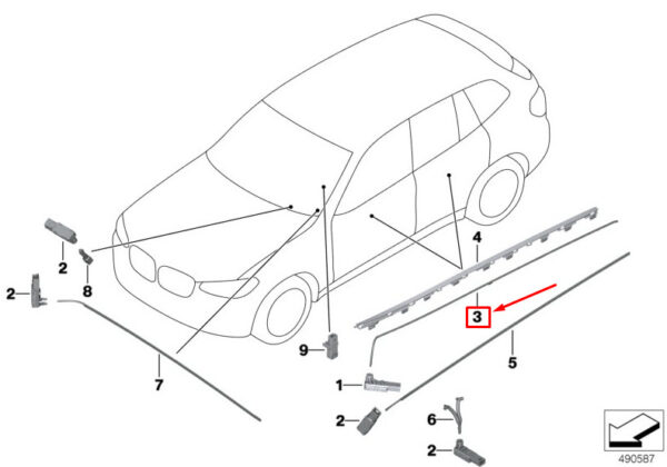 BMW X3 G01 Left Door Optical Conductor 63316824241 ORIGINAL