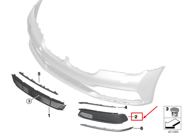 BMW 7 G11 Front Right Bumper Air Inlet Open Grille 51117369410 ORIGINAL
