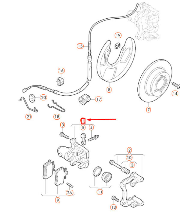 AUDI TT 8N Rear Right Brake Caliper Housing 1J0615424B ORIGINAL - Image 5