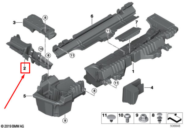 BMW X3 G01 Right Frame Side Member Support 51477396560 7396560 ORIGINAL