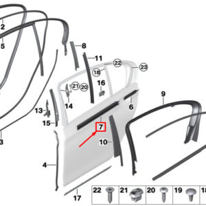 BMW 7 G11 Inner Rear Right Window Cavity Long Strip 51357380532 ORIGINAL