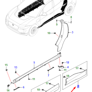 JAGUAR I-PACE X590 Rear Left Door Molding T4K4346LML ORIGINAL