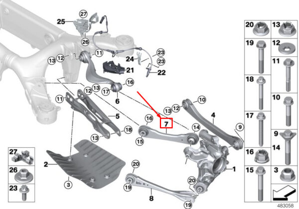 BMW X3 G01 Rear Right Guiding Suspension Link 33306871498 ORIGINAL
