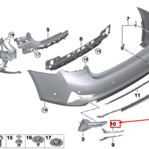 BMW 3 G20 Rear Left Bumper Upper Blade Trim 51127488349 ORIGINAL