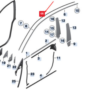 BMW 5 F07 Front Right Door Finish Molding Gasket 51337196360 ORIGINAL