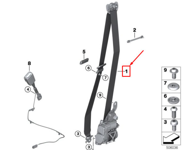 BMW 5 Touring G31 Front Right Seatbelt 72117430110 ORIGINAL