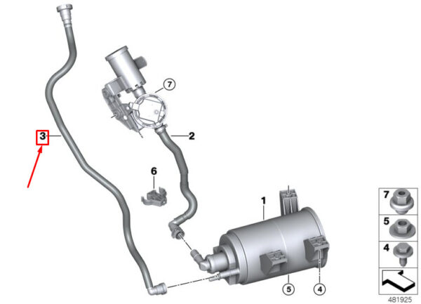 BMW X3 G01 Activated Charcoal Filter Breather Line 16137404091 ORIGINAL