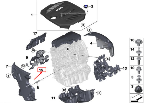 BMW 5 Touring G31 Right Engine Acoustics Cover 11148574087 ORIGINAL