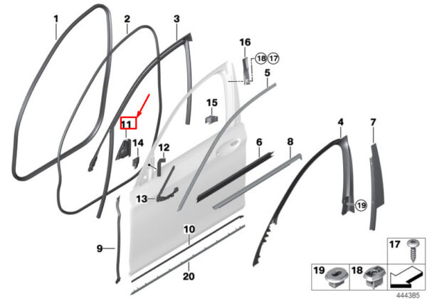 BMW 7 G11 Right Mirror Triangle Cover 51417458446 ORIGINAL