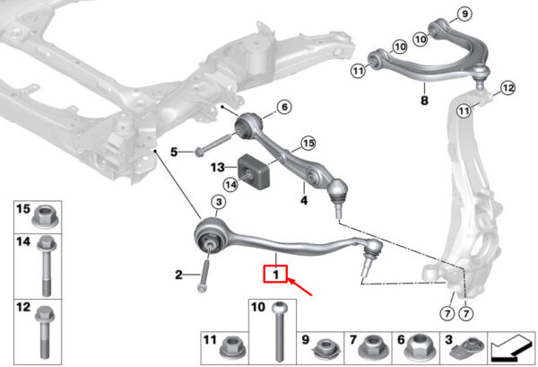 BMW X5 G05 M50dX Front Right Tension Strut 31106878074 ORIGINAL