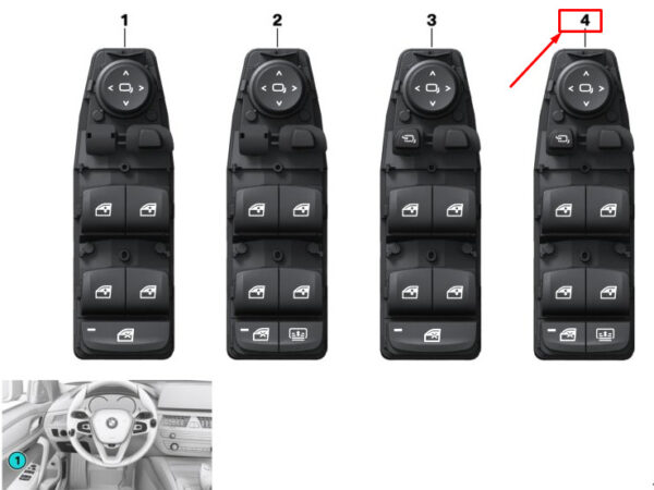 BMW 6 Gran Turismo G32 Front Left Door Window Switch 61317942001 ORIGINAL
