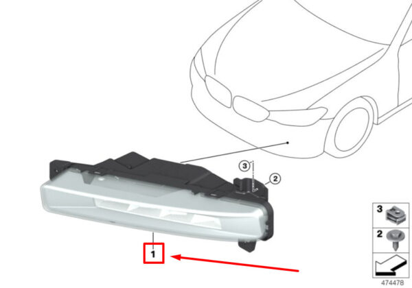 BMW 5 G30 Front Right Led Fog Light 9477172 63179477172 ORIGINAL