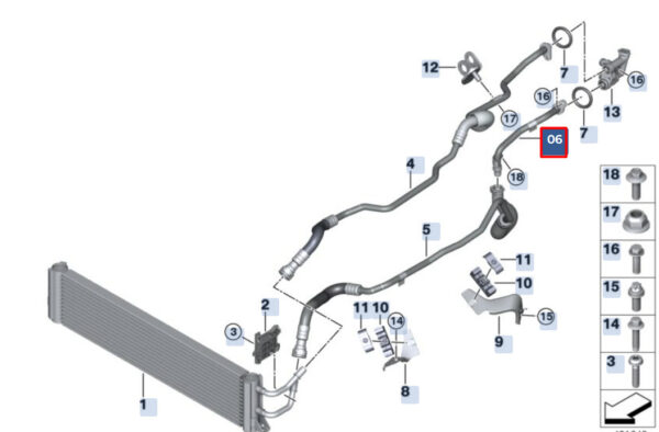 BMW 5 G30 Rear Transsmission Oil Cooler Feed Line 17228689543 ORIGINAL