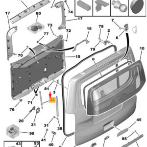 CITRO�N JUMPY MK3 Tailgate Window Balancer 9809048280 ORIGINAL