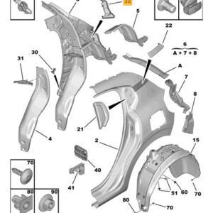 CITRO�N C3 MK3 SX Rear Right Wing Expanding Insert 9812021480 ORIGINAL