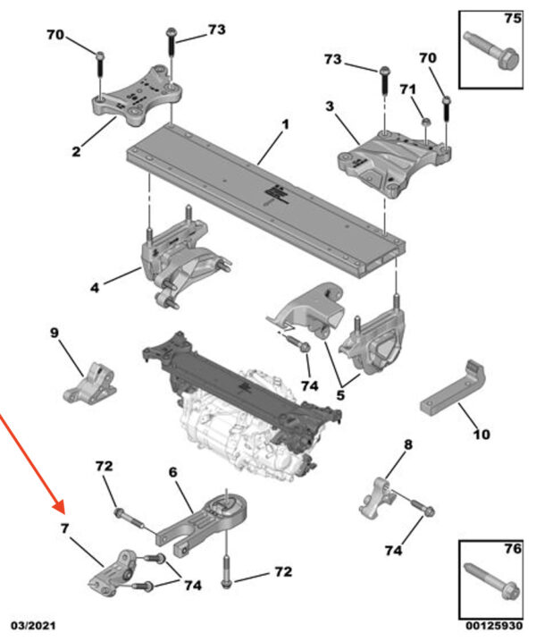 CITROËN BERLINGO B9 Engine Anti-Torque Link Bracket 9830282480 ORIGINAL