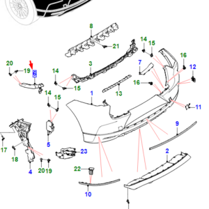 JAGUAR I-PACE X590 Rear Right Bumper Bracket T4K11434 ORIGINAL