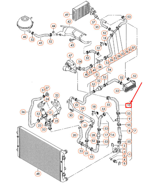 AUDI A3 8P Engine Coolant Hose 1K0121051N ORIGINAL - Image 4