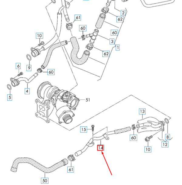 AUDI Q2 Rear Cooling System Water Coolant Hose 06K121085M ORIGINAL - Image 4