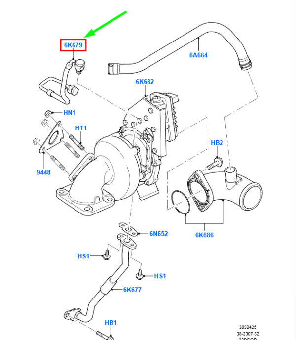 FORD TRANSIT MK3 Turbocharger Oil Feed Pipe 7C16-6K679-AD 1552469 ORIGINAL - Image 2