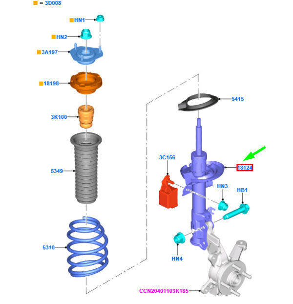 FORD FIESTA MK6 WT Front Left Shock Absorber 2037975 C1BC-18K001-BH ORIGINAL