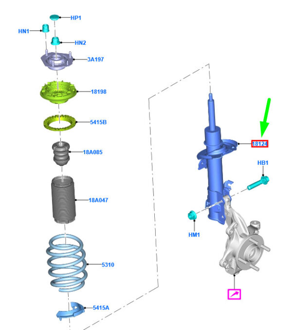 FORD PUMA MK2 Front Right Shock Absorber 2466018 L1TC-18045-CE ORIGINAL