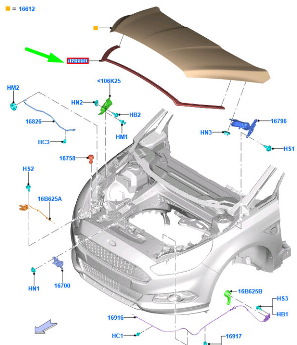 FORD GALAXY MK3 CD390 Front Hood Seal Weathertrip 1921506 NEW GENUNE
