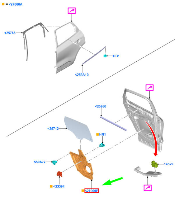 FORD KUGA MK3 Rear Left Door Window Regulator 2549657 ORIGINAL