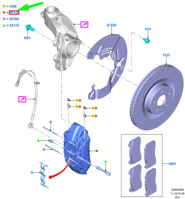 FORD FOCUS MK3 C346 Front Left Brake Caliper 1937409 G1FY-2B302-BA ORIGINAL