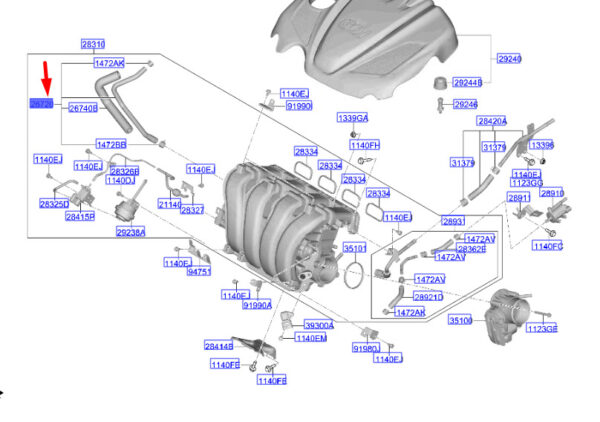 HYUNDAI SANTA FÉ MK3 DM PCV Hose 267202G000 ORIGINAL - Image 2