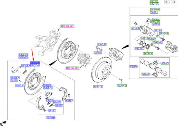 HYUNDAI SANTA FÉ MK3 DM Rear Right Brake Disc Protection 582522W000 ORIGINAL - Image 2