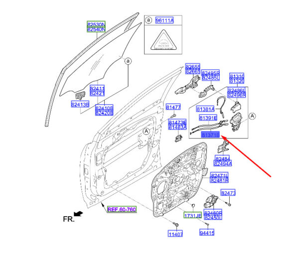 HYUNDAI SANTA FÉ MK3 DM Door Inside Handle Cable 813712W000 ORIGINAL - Image 2