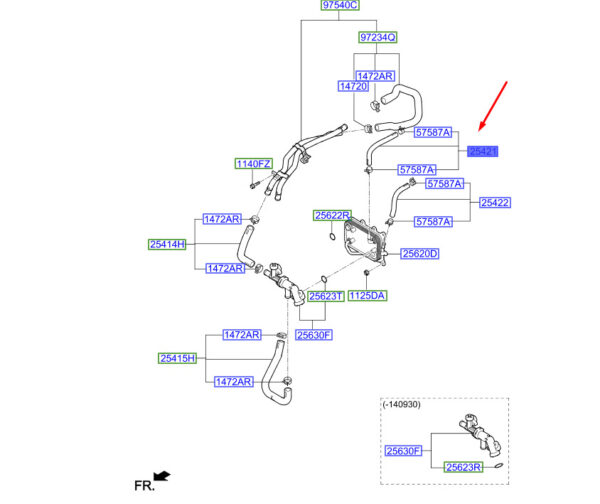 HYUNDAI SANTA FÉ MK3 DM Oil Cooling Feed Hose 254211U500 ORIGINAL - Image 2