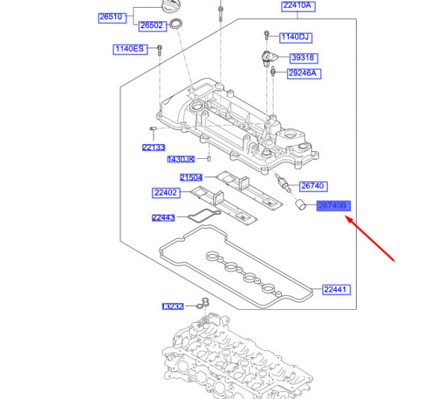 HYUNDAI KONA MK1 PCV Valve Pad 267192B610 ORIGINAL - Image 2