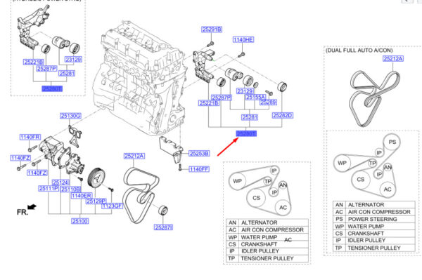 HYUNDAI SANTA FÉ MK3 DM Tensioner Assy 252802G506 ORIGINAL - Image 2