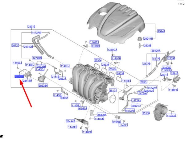 HYUNDAI SANTA FÉ MK3 Variable Intake Solenoid Valve Hose 283252G000 ORIGINAL - Image 2