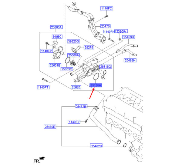 HYUNDAI SANTA FÉ MK3 DM Thermostat Housing Gasket 256412G500 ORIGINAL - Image 2