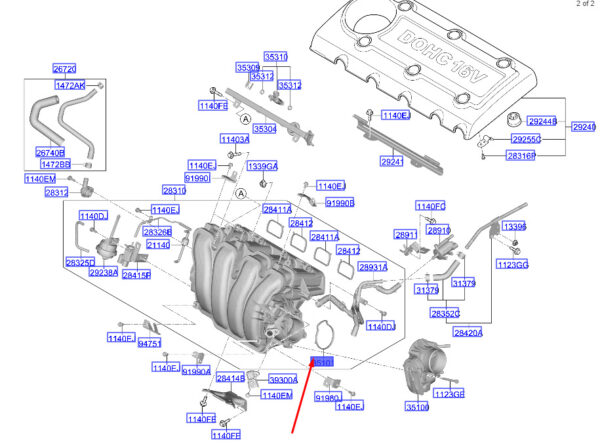HYUNDAI SANTA FÉ MK3 DM Throttle Body Gasket 283122G700 ORIGINAL - Image 2