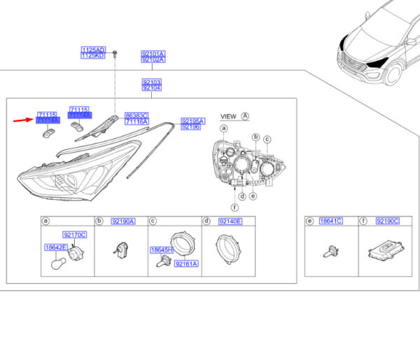 HYUNDAI SANTA FÉ MK3 DM Right Headlight Bracket 921412W000 ORIGINAL - Image 2
