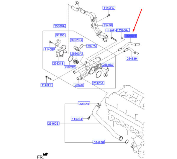 HYUNDAI SANTA FÉ MK3 DM Water To Throttle Body Hose 254692G201 ORIGINAL - Image 2