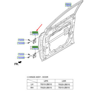 HYUNDAI SANTA FÉ MK3 DM Front Left Door Hinge 793102B010 ORIGINAL