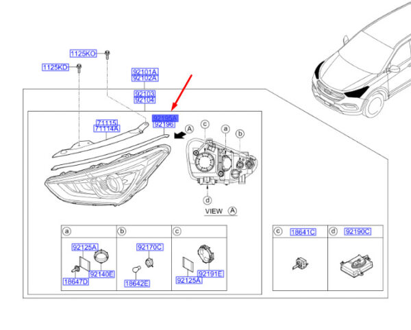 HYUNDAI SANTA FÉ MK3 DM Front Left Headlamp Strip 921702W600 ORIGINAL