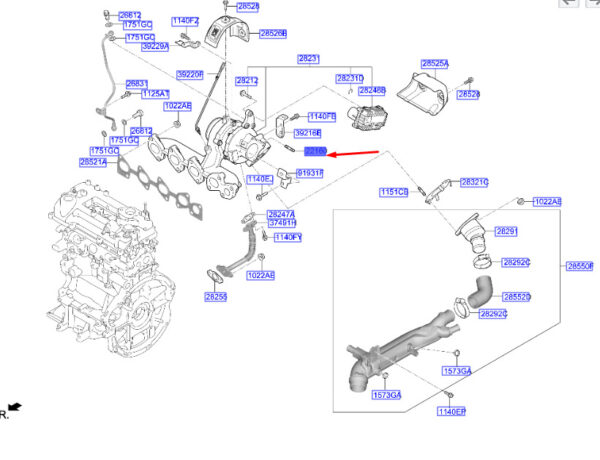 HYUNDAI KONA MK1 Turbocharger Stud 221602A001 ORIGINAL