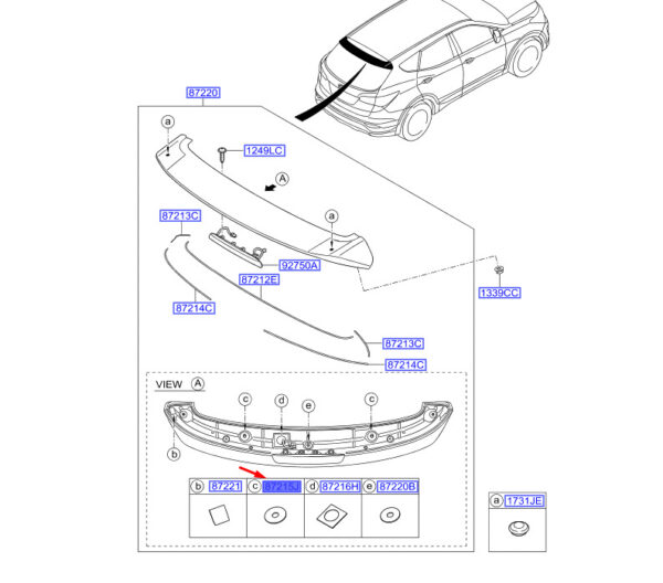HYUNDAI SANTA FÉ MK3 DM Rear Spoiler Pad 4 872162W000 ORIGINAL